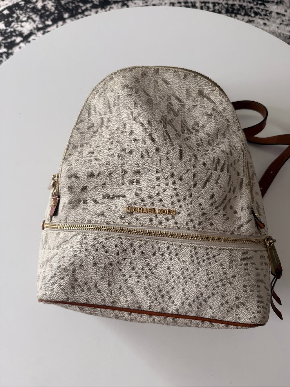 Michael Kors Cream Logo Compact Backpack with Gold Hardware - Picture 1 of 5